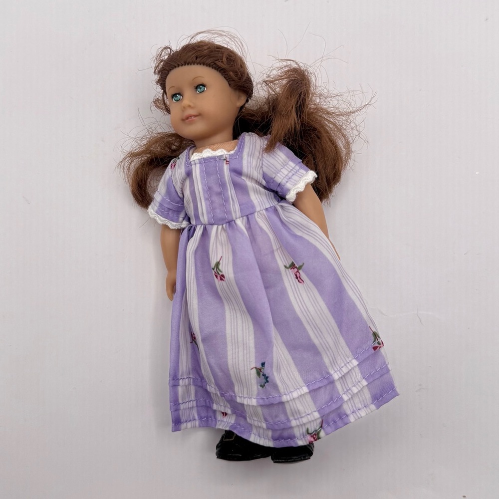 American Girl Felicity Mini Doll ~6” Purple Dress, Stockings, Shoes